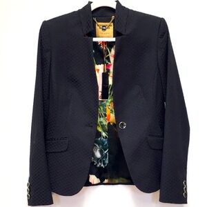 Ted Baker Textured Single Button Blazer 4 Black Professional Office Classic